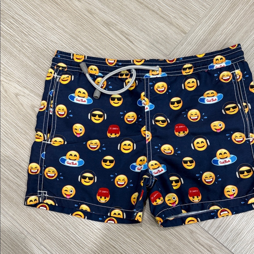 MC2 Saint Barth Kids Emoji Swim Trunks - Navy and Yellow